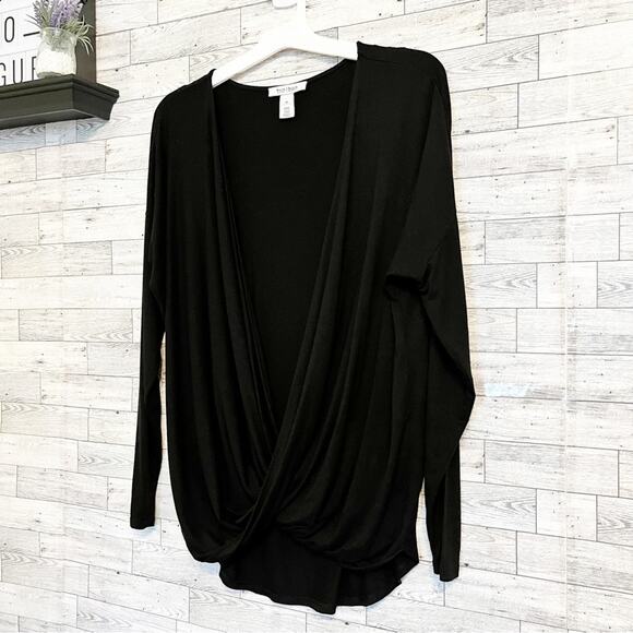 WHITE HOUSE BLACK MARKET Black Surplice Blouse, M - Picture 5 of 9